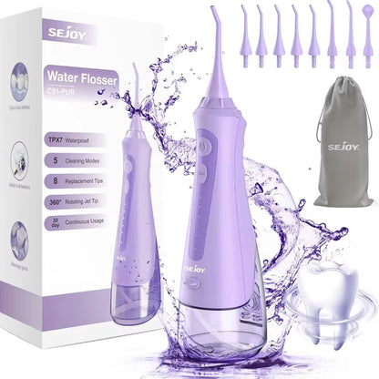 Water Flosser Irrigator Dental Teeth Whitening Strips Portable 230ML Tank 5 Modes 5 Jet Tips