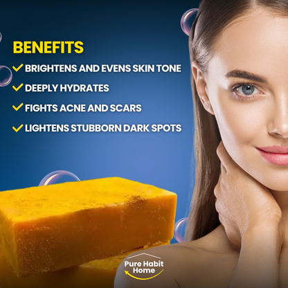 100G Turmeric Hand Made Soap, Lemon Kojic Acid Soap, Shower and Facial Soap Deep Cleaning for Face Body Skin Care