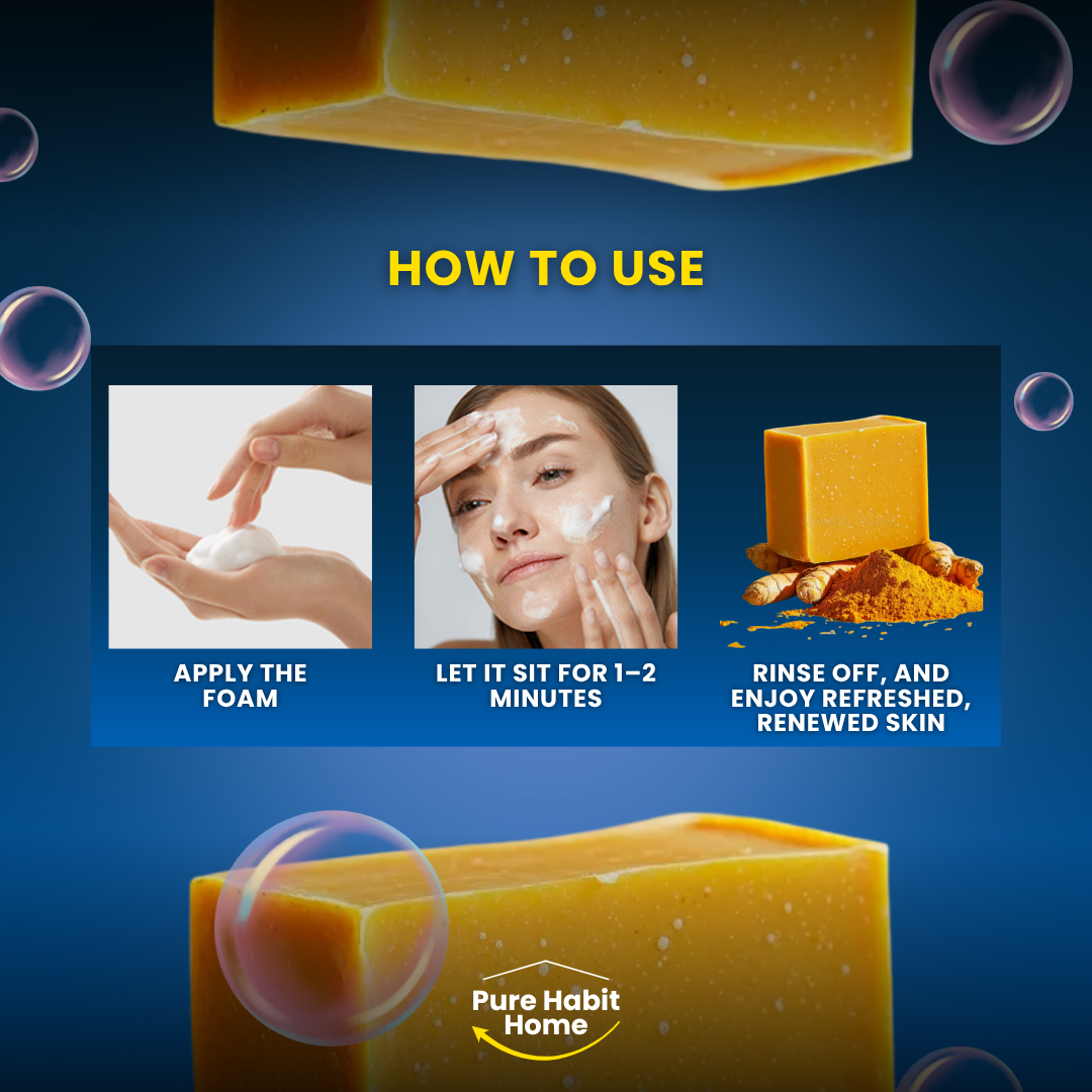 100G Turmeric Hand Made Soap, Lemon Kojic Acid Soap, Shower and Facial Soap Deep Cleaning for Face Body Skin Care