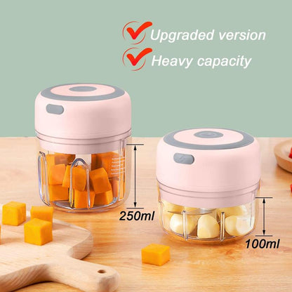 The Culinary Expert Electric Garlic Chopper 250ML USB Rechargeable Mini Food Processor for Garlic Ginger Chili Vegetables Bpa-Free Durable Design