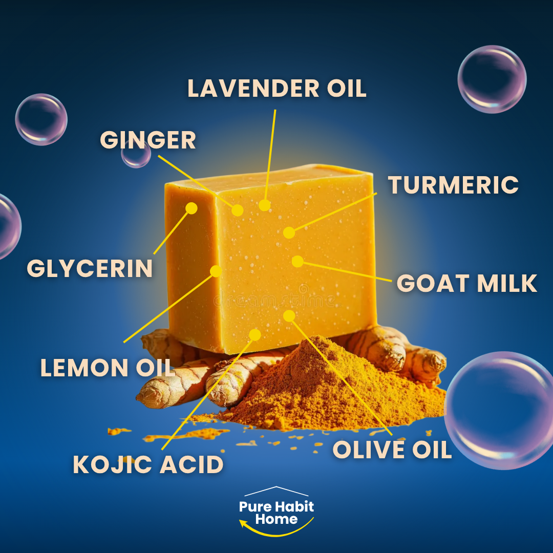 100G Turmeric Hand Made Soap, Lemon Kojic Acid Soap, Shower and Facial Soap Deep Cleaning for Face Body Skin Care