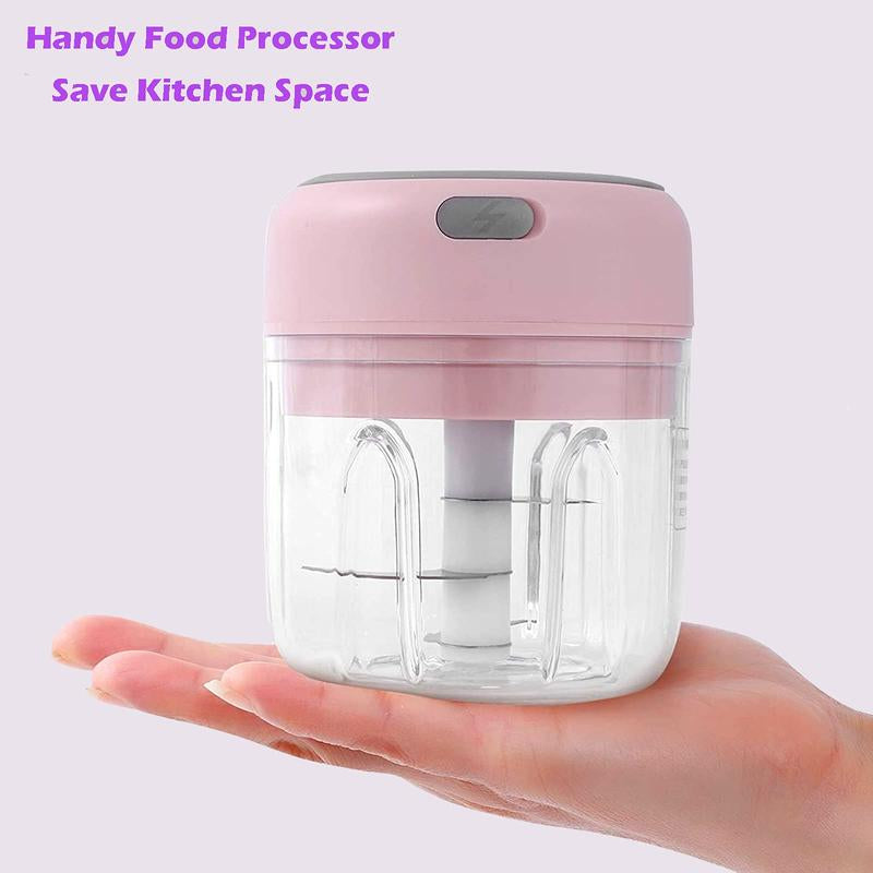 The Culinary Expert Electric Garlic Chopper 250ML USB Rechargeable Mini Food Processor for Garlic Ginger Chili Vegetables Bpa-Free Durable Design