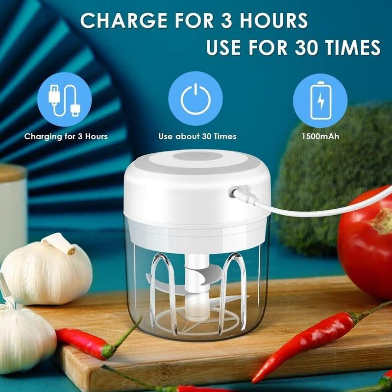 Electric Garlic Chopper, 250ML Portable Cordless Mini Food Processor, Rechargeable Vegetable Chopper Blender for Nuts Chili Onion Minced Meat and Spices Bpa-Free