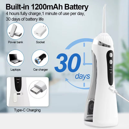 Teeth Water Flosser Electric Oral Irrigator Portable Home Dental Cleaning Teeth Rechargeable Waterproof Tartar Removal Tool