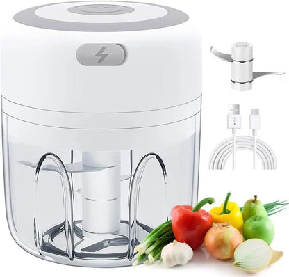 Electric Garlic Chopper, 250ML Portable Cordless Mini Food Processor, Rechargeable Vegetable Chopper Blender for Nuts Chili Onion Minced Meat and Spices Bpa-Free