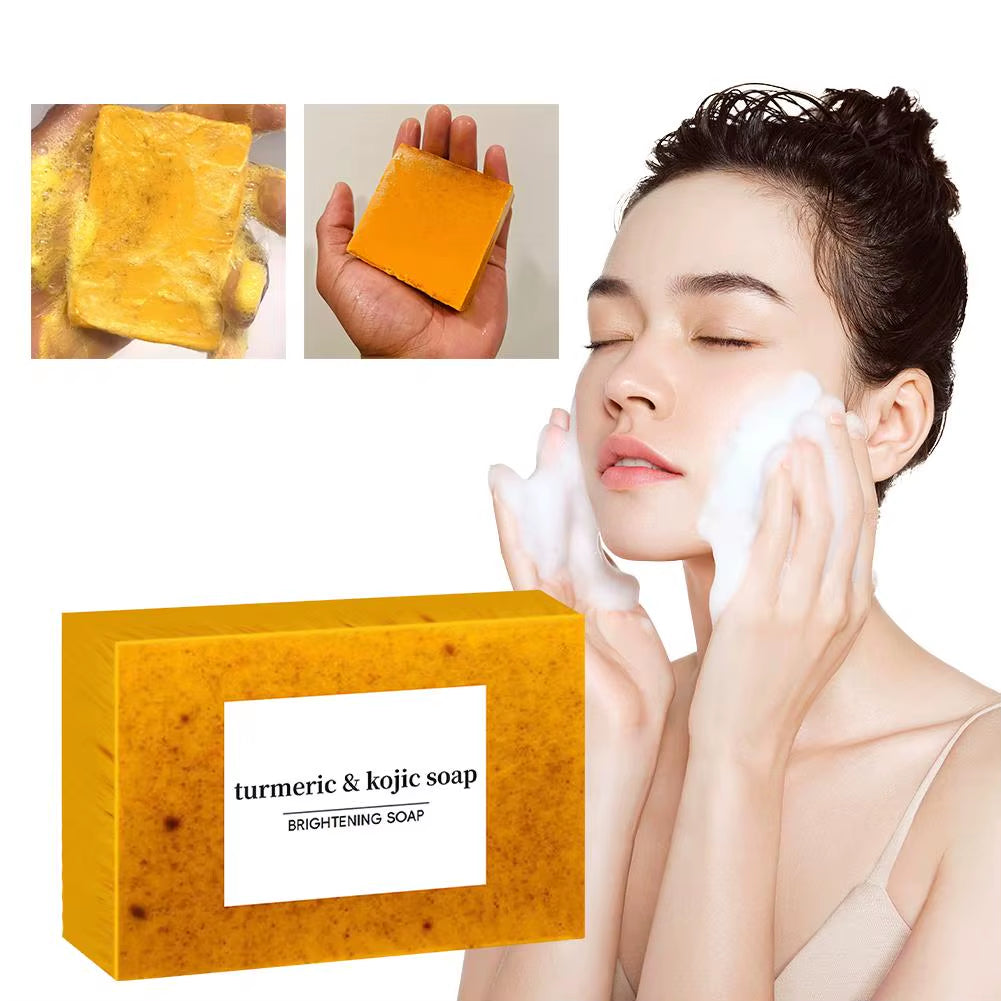 100G Turmeric Hand Made Soap, Lemon Kojic Acid Soap, Shower and Facial Soap Body Care 1/3/5Pcs