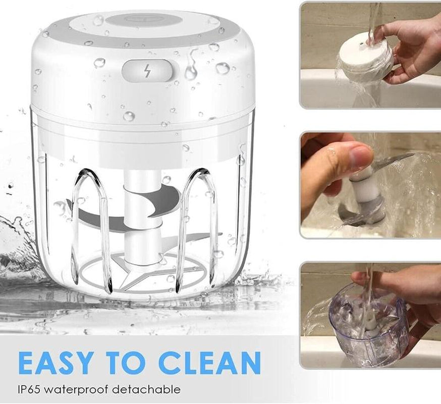 Electric Garlic Chopper, 250ML Portable Cordless Mini Food Processor, Rechargeable Vegetable Chopper Blender for Nuts Chili Onion Minced Meat and Spices Bpa-Free