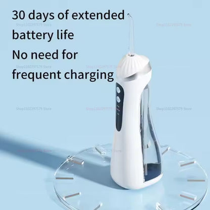 IPX7 Waterproof Rechargeable Tooth Cleaner 4 Nozzle High Pressure Pulse Electric Oral Irrigator 3 Cleaning Mode for Oral Care