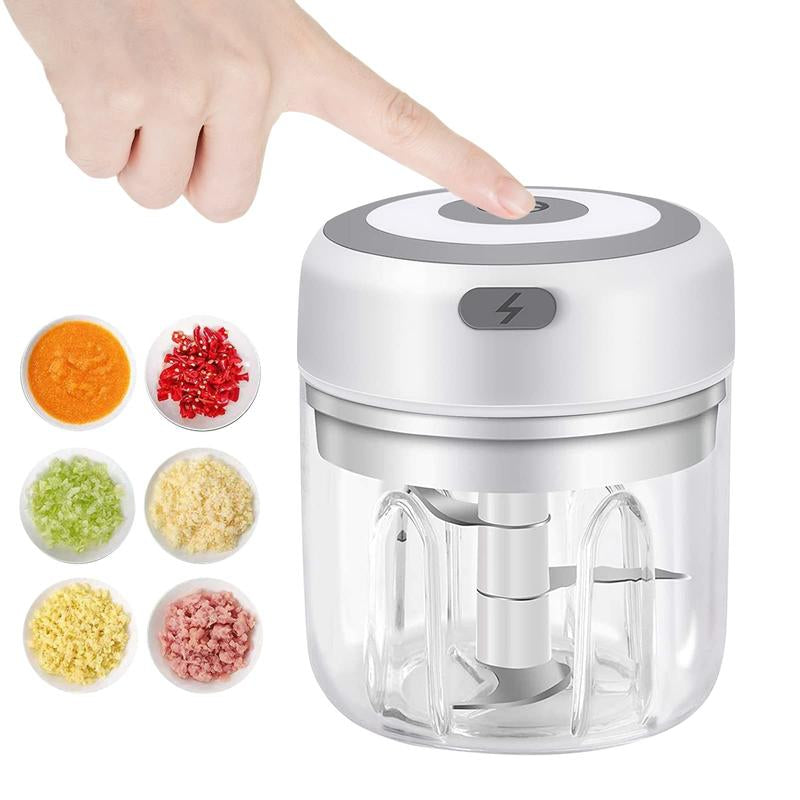 Electric Garlic Chopper, 250ML Vegetable Chopper, Food Chopper, USB Mini Garlic Mincer, Onion Chopper, Portable Small Food Processor for Garlic, Ginger, Chili, Vegetables
