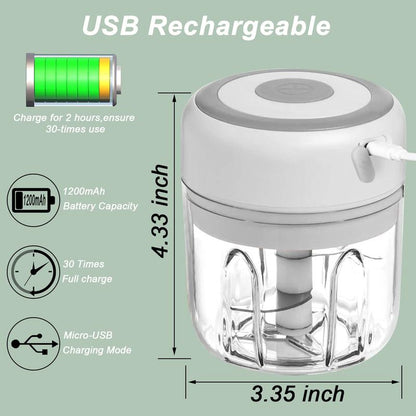 Electric Garlic Chopper, 250ML Vegetable Chopper, Food Chopper, USB Mini Garlic Mincer, Onion Chopper, Portable Small Food Processor for Garlic, Ginger, Chili, Vegetables