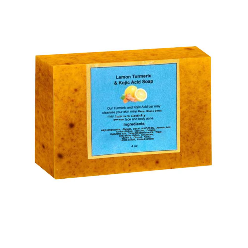100G Turmeric Hand Made Soap, Lemon Kojic Acid Soap, Shower and Facial Soap Deep Cleaning for Face Body Skin Care
